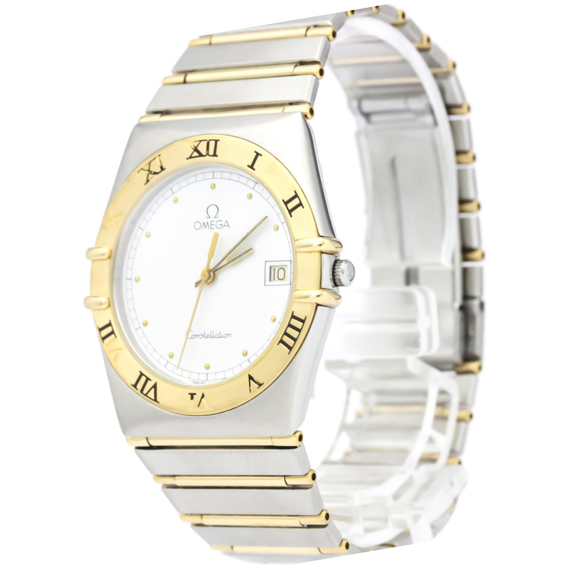 Omega White 18K Yellow Gold and Stainless Steel Constellation Men's ...