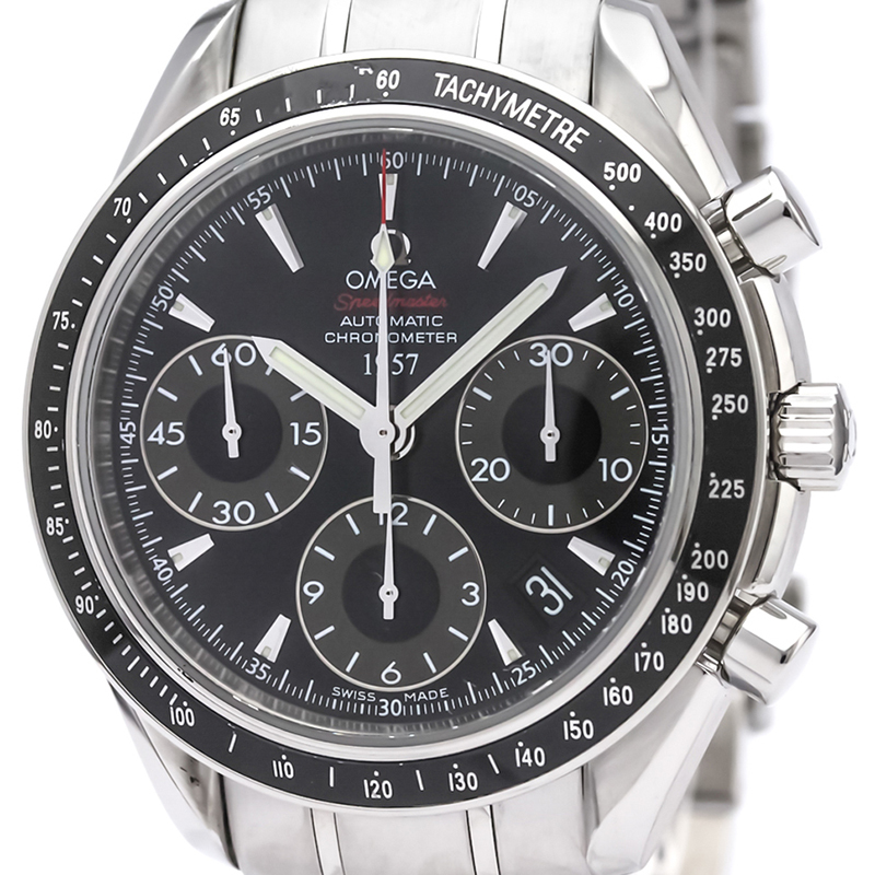 Omega Black Stainless Steel Speedmaster Date Men's Wristwatch
