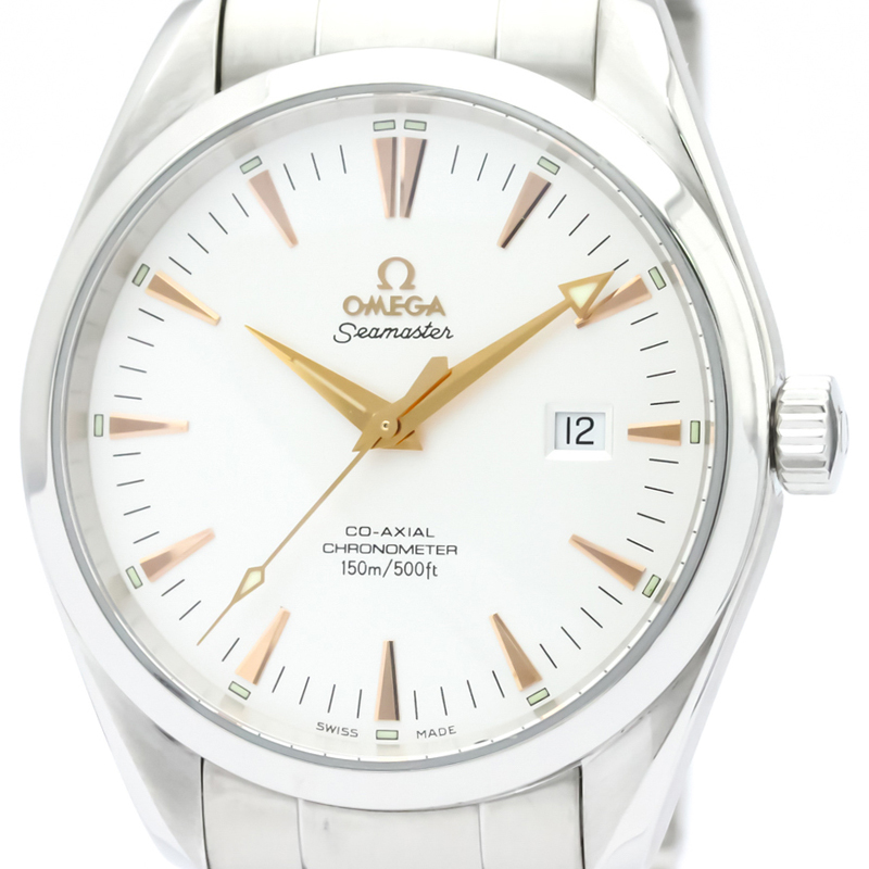 

Omega White Stainless Steel Seamaster Aqua Terra Men's Wristwatch