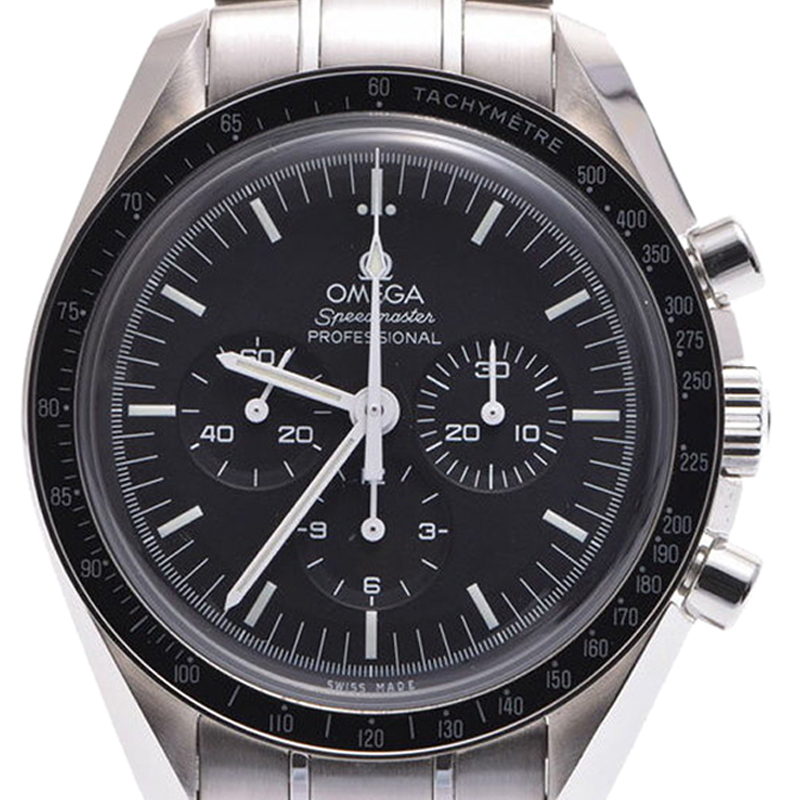 

Omega Black Stainless Steel Speedmaster Moonwatch Men's Wristwatch