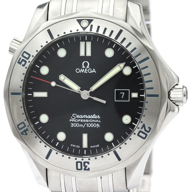 

Omega Black Stainless Steel Seamaster Professional Men's Wristwatch