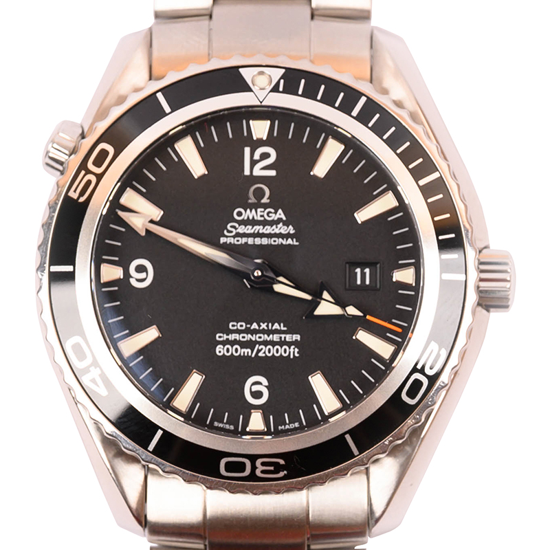 

Omega Black Stainless Steel Seamaster Planet Ocean Co-Axial Men's Wristwatch