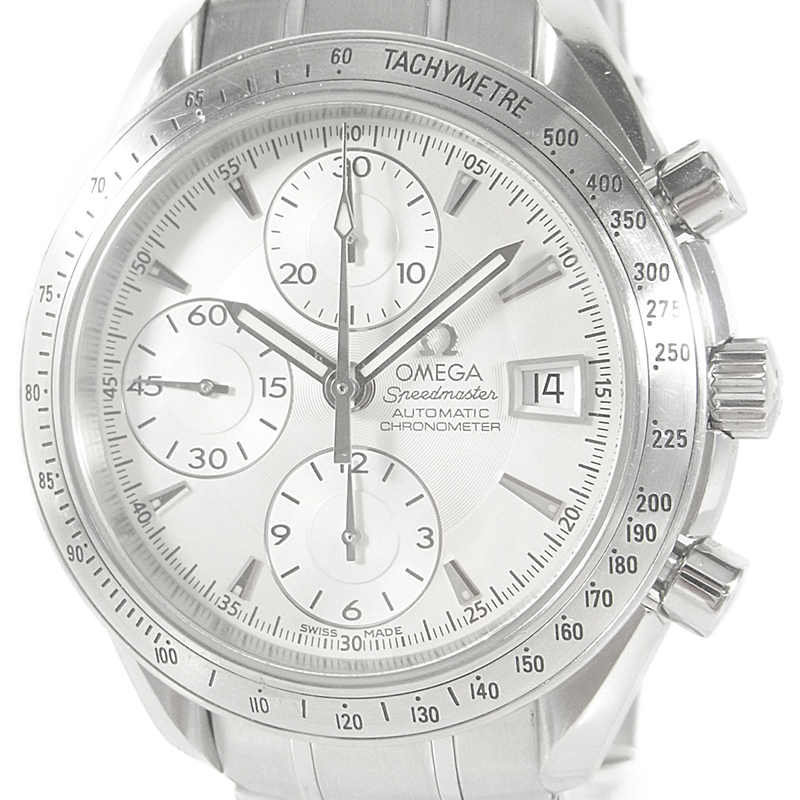 

Omega White Stainless Steel Speedmaster Chronometer Date
