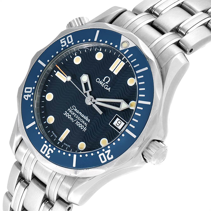 

Omega Blue Stainless Steel Seamaster James Bond Midsize