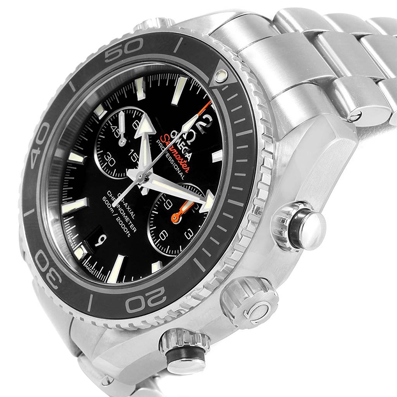 

Omega Black Stainless Steel Seamaster Planet Ocean Chrono