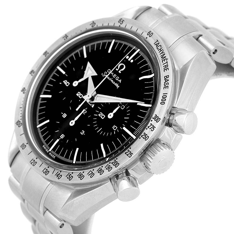 

Omega Black Stainless Steel Speedmaster Broad Arrow