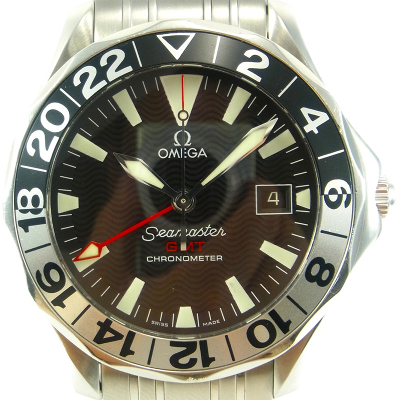 

Omega Black Stainless Steel Seamaster Chronometer GMT Date