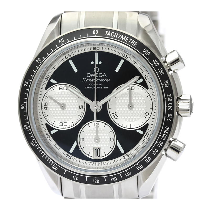 Omega Black Stainless Steel Speedmaster Racing Co Axial Chronograph 32630405001002 Mens Wristwatch 40mm