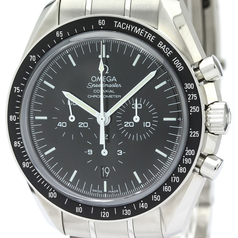

Omega Black Stainless Steel Speedmaster Moonwatch Co-Axial Choronograph
