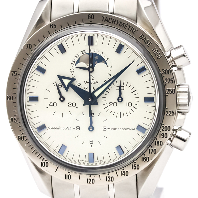 

Omega White Stainless Steel Speedmaster Professional Moonwatch