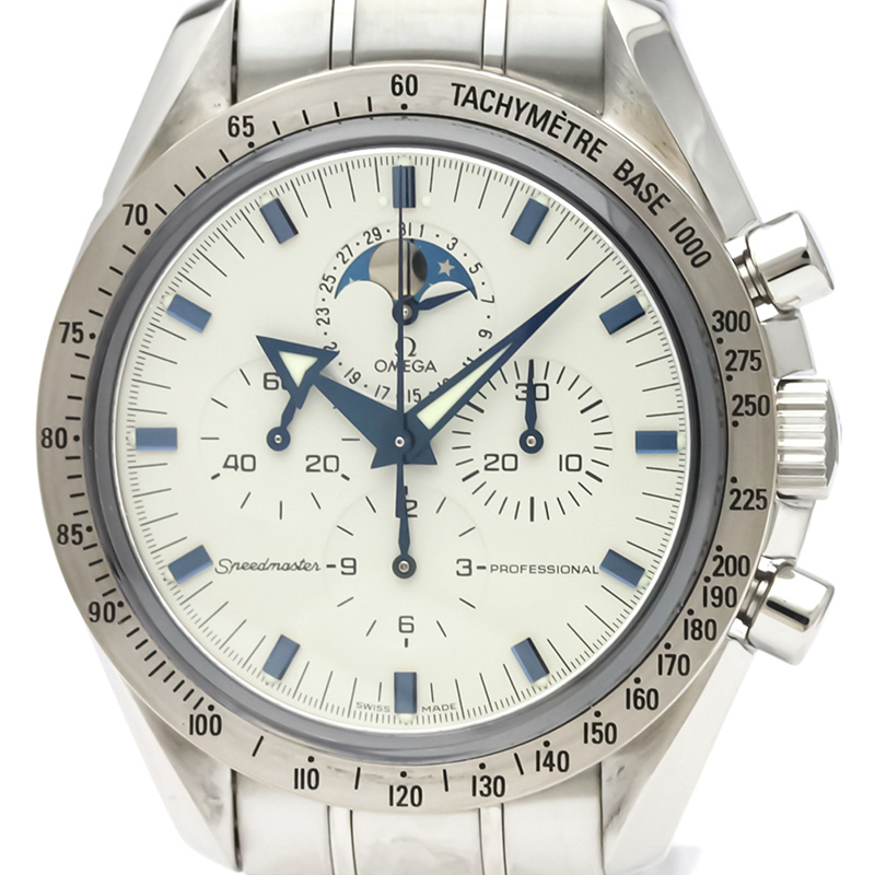 

Omega White Stainless Steel Speedmaster Professional Moonwatch