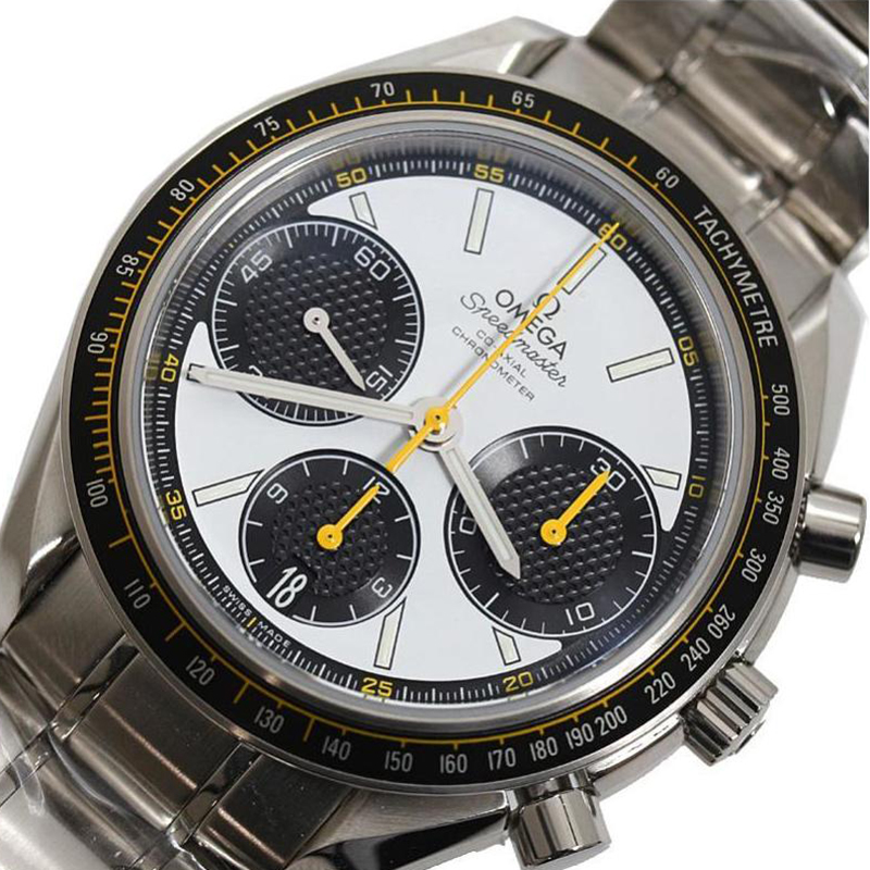 Omega White Stainless Steel Speedmaster Racing Co Axial Chronograph 32630405004001 Mens Wristwatch 40mm