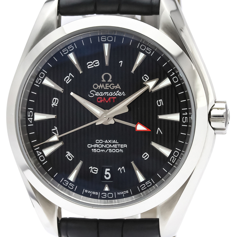 

Omega Black Stainless Steel Seamaster Aqua Terra Co-Axial GMT