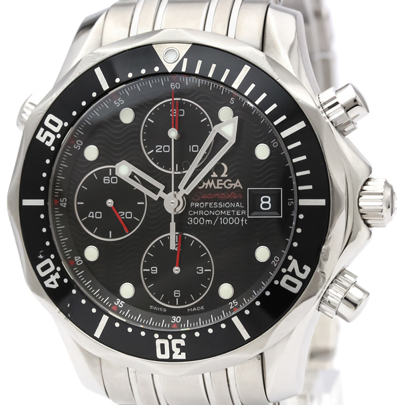 

Omega Black Stainless Steel Seamaster Diver Chronograph