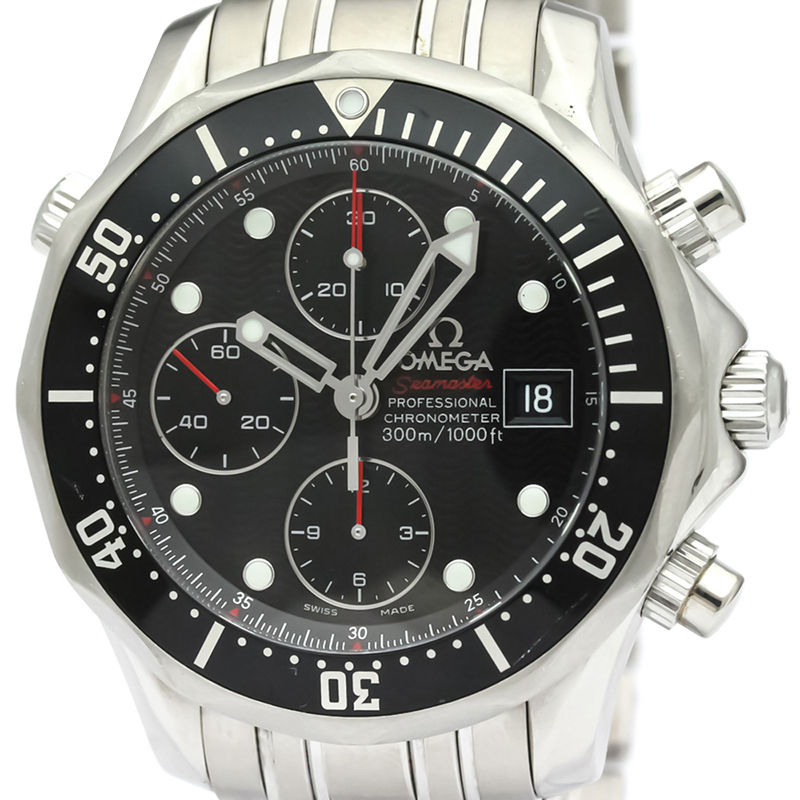 

Omega Black Stainless Steel Seamaster Diver Chronograph