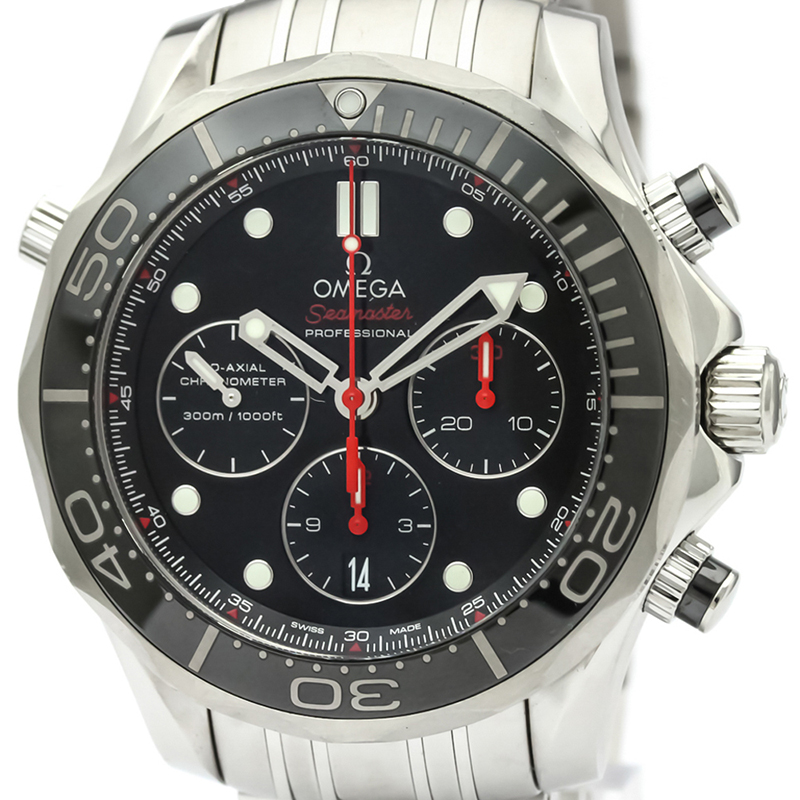

Omega Black Stainless Steel Seamaster Diver Co-Axial Chronograph