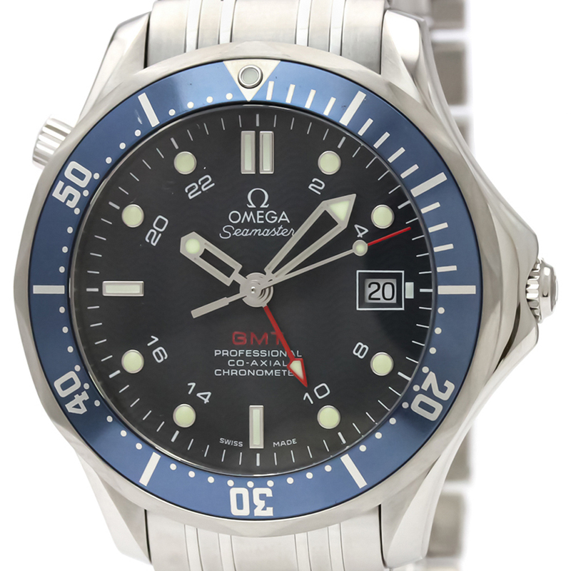 

Omega Blue Stainless Steel Seamaster Diver GMT Co-Axial GMT