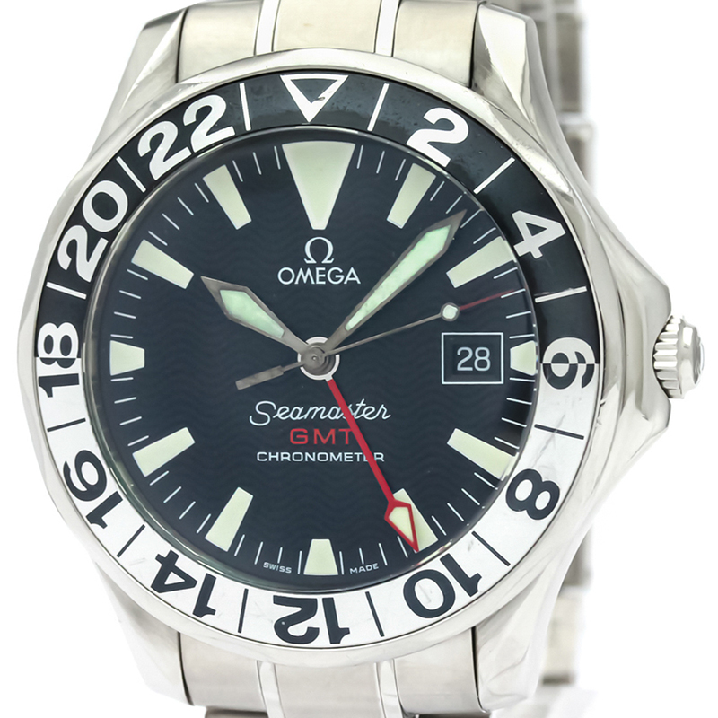 

Omega Black Stainless Steel Seamaster GMT