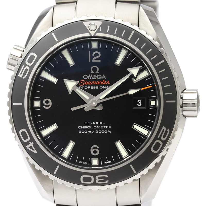 

Omega Black Stainless Steel Seamaster Planet Ocean Co-Axial