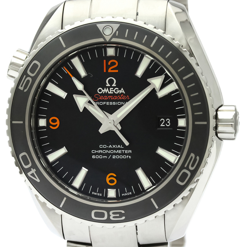 

Omega Black Stainless Steel Seamaster Planet Ocean Co-Axial