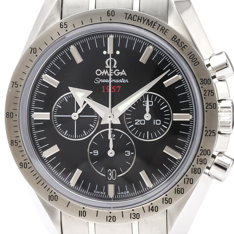 

Omega Black Stainless Steel Speedmaster Broad Arrow