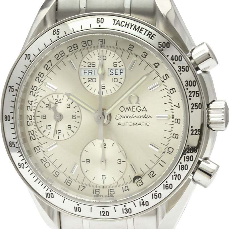 

Omega White Stainless Steel Speedmaster Triple Date Automatic
