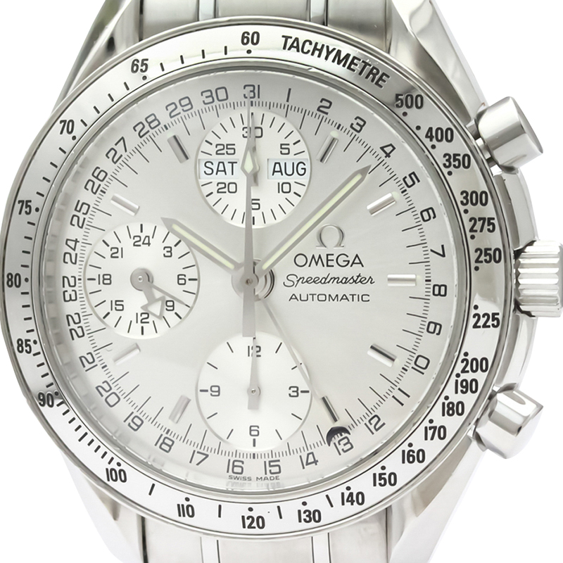 

Omega White Stainless Steel Speedmaster Triple Date Automatic