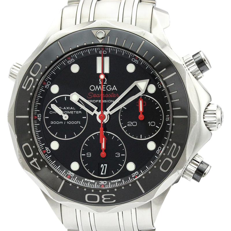 

Omega Black Stainless Steel Seamaster Diver Chronograph