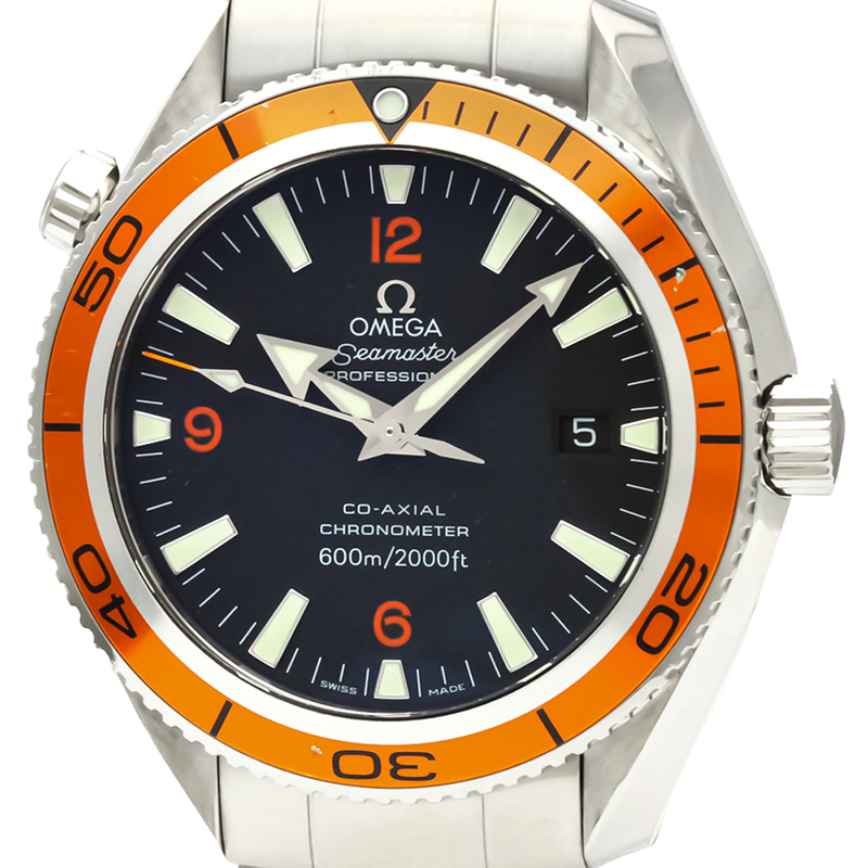 

Omega Black Stainless Steel Seamaster Planet Ocean Co-Axial Automatic