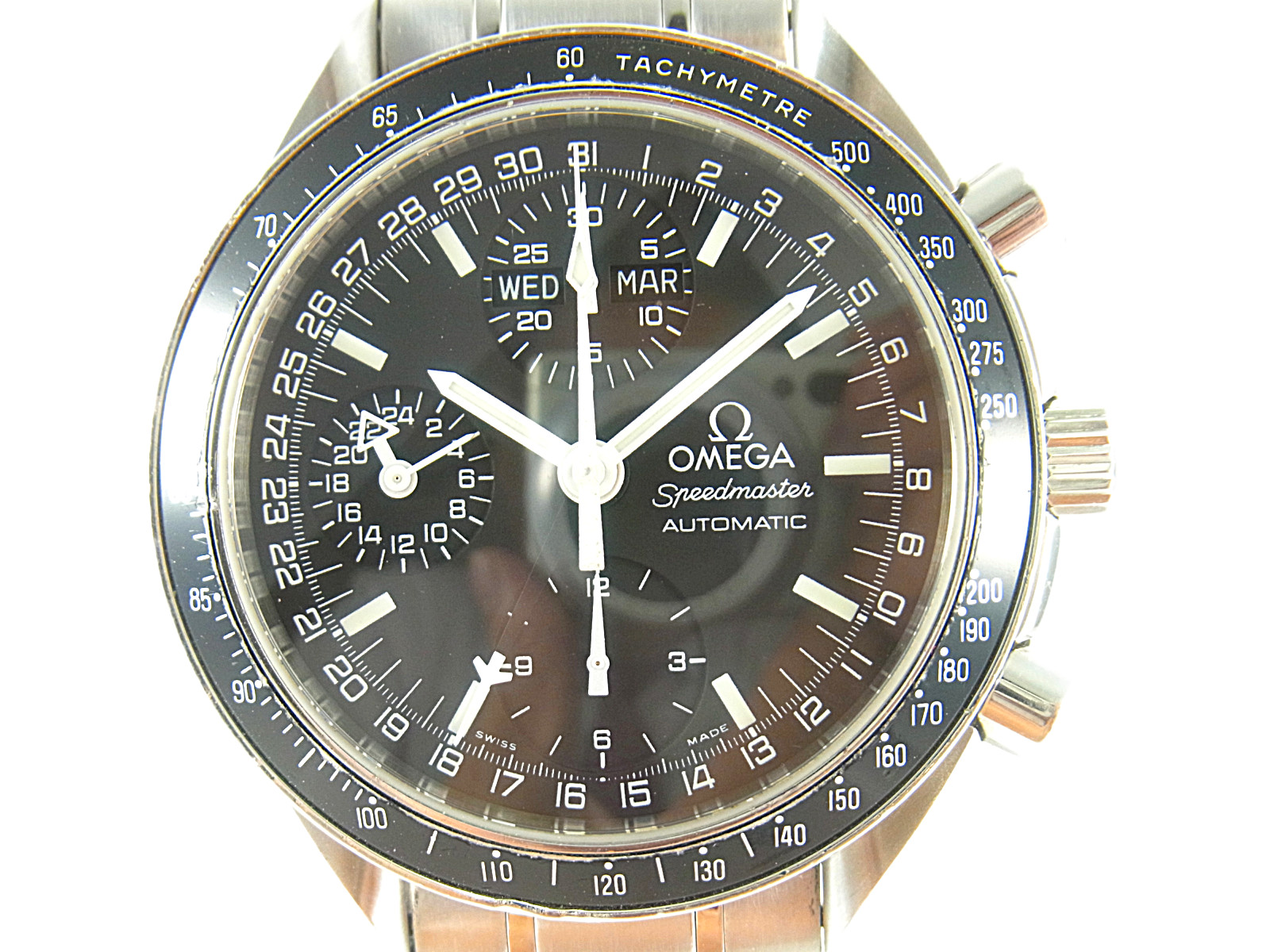 

Omega Black Stainless Steel Speedmaster Triple Calendar Mark40 Cosmos