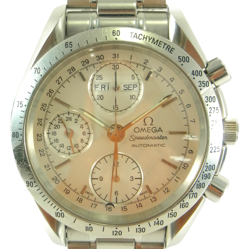 

Omega White Stainless Steel Speedmaster Chronograph Triple Calendar