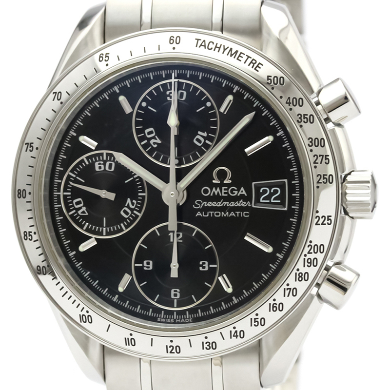 

Omega Black Stainless Steel Speedmaster Date Steel Automatic