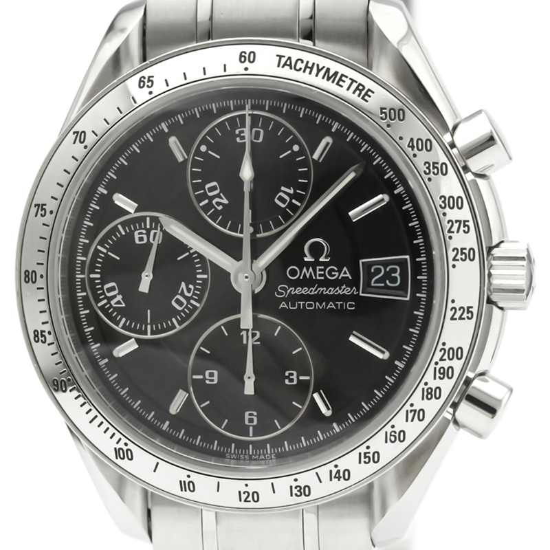

Omega Black Stainless Steel Speedmaster Date Steel Automatic