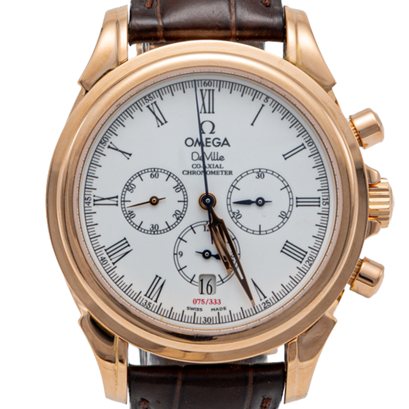 

Omega White De Vile Rose Gold Chronograph Automatic Limited Edition Of