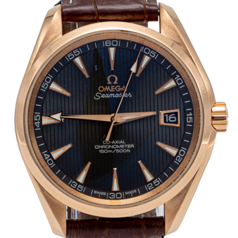 

Omega Grey Seamaster Aqua Terra Rose Gold Automatic Skeleton Back Men'S Watch