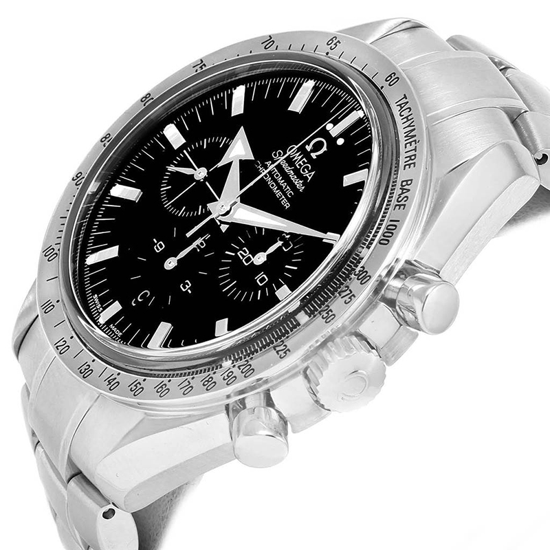 

Omega Black Stainless Steel Speedmaster Broad Arrow Chronograph