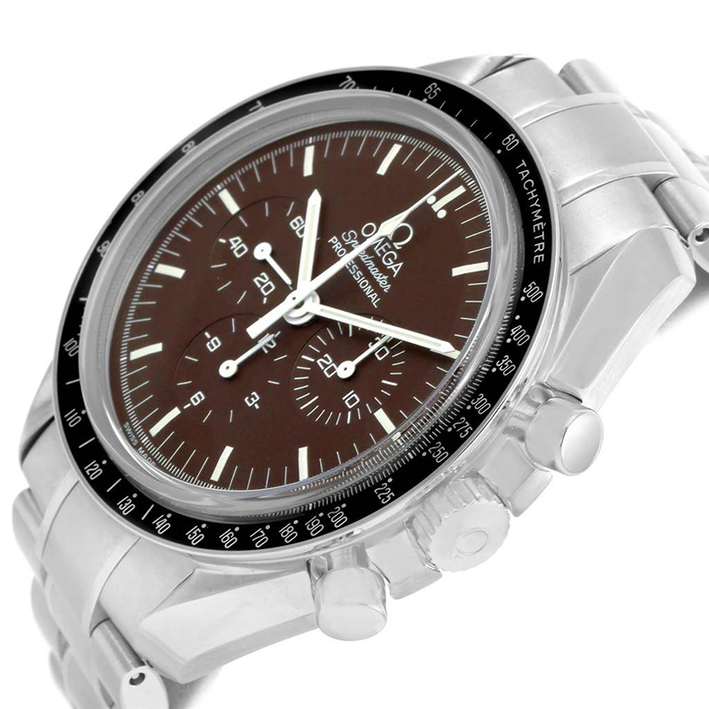 

Omega Brown Stainless Steel Speedmaster Exhibition Moon