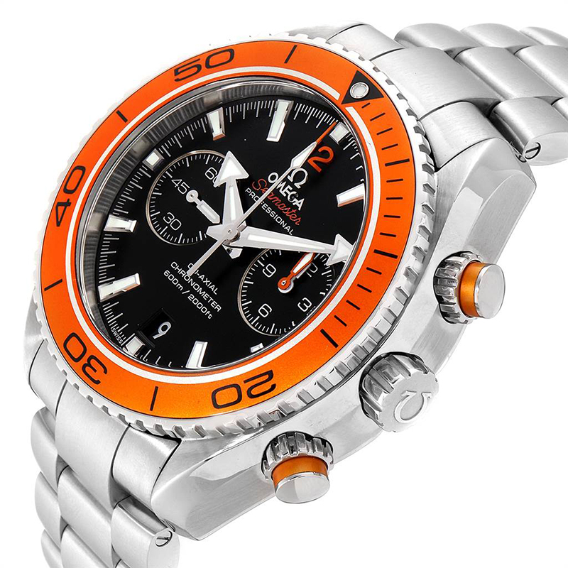 

Omega Black Stainless Steel Seamaster Planet Ocean Chrono