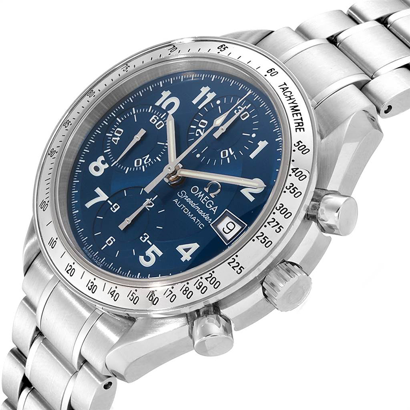 

Omega Blue Stainless Steel Speedmaster Date