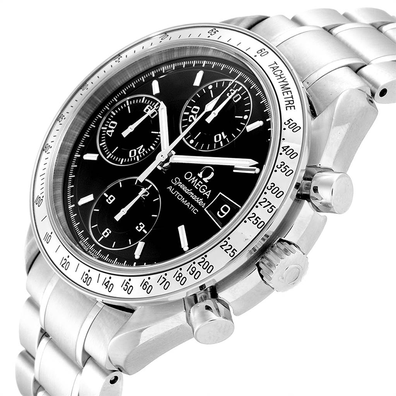 

Omega Black Stainless Steel Speedmaster Date