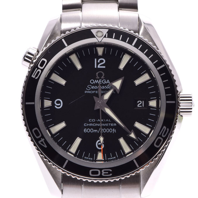 

Omega Black Stainless Steel Seamaster Planet Ocean Co-Axial