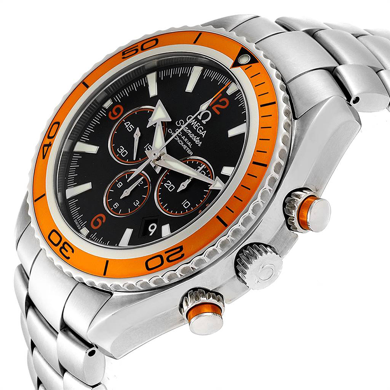 

Omega Black and Stainless Steel Planet Ocean  Seamaster Chrono 2218.50.00 Men's Wristwatch 45.5MM