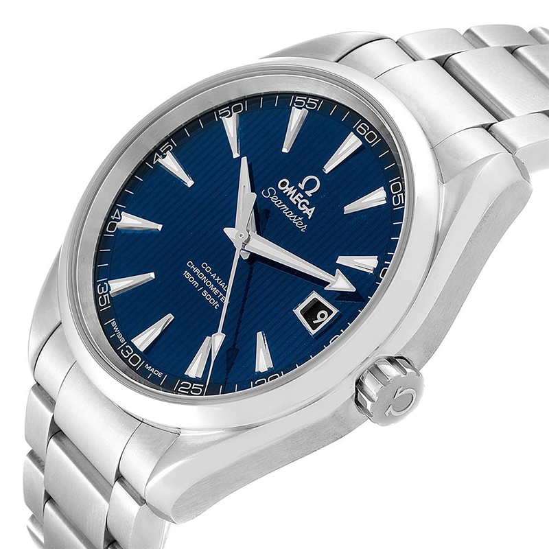 

Omega Silver Blue and Stainless Steel Seamaster Aqua Terra