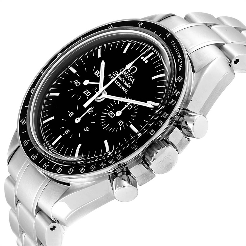 

Omega Black and Stainless Steel Speedmaster Chronograph MoonWatch