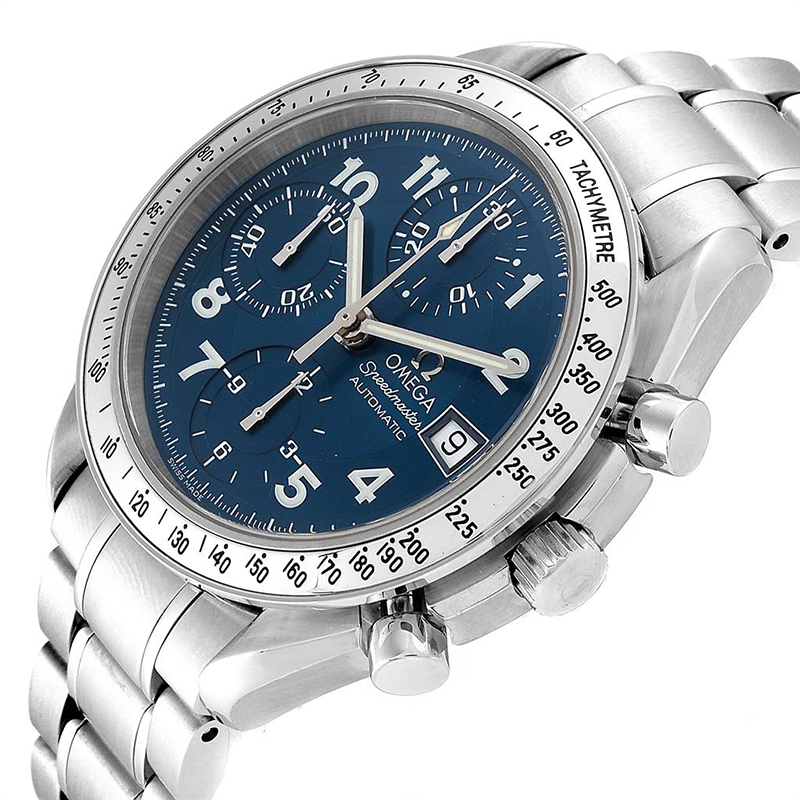 

Omega Blue and Stainless Steel Speedmaster Date