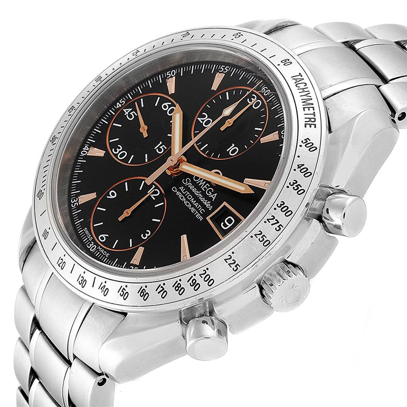 

Omega Black and Stainless Steel Speedmaster Date