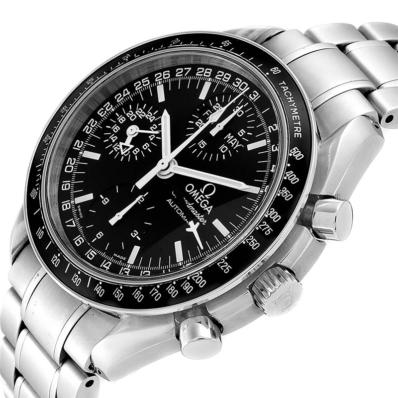 

Omega Black and Stainless Steel Speedmaster Day Date