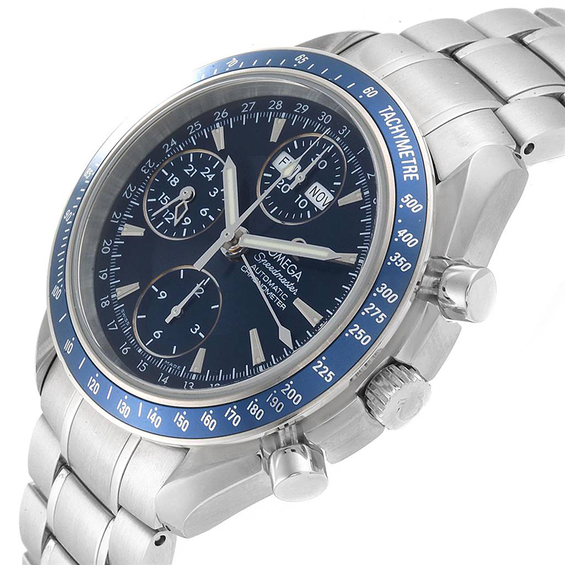 

Omega Blue and Stainless Steel Speedmaster Day Date