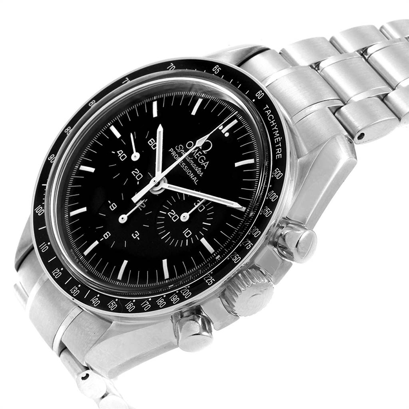 

Omega Black and Stainless Steel Speedmaster Hesalite MoonWatch