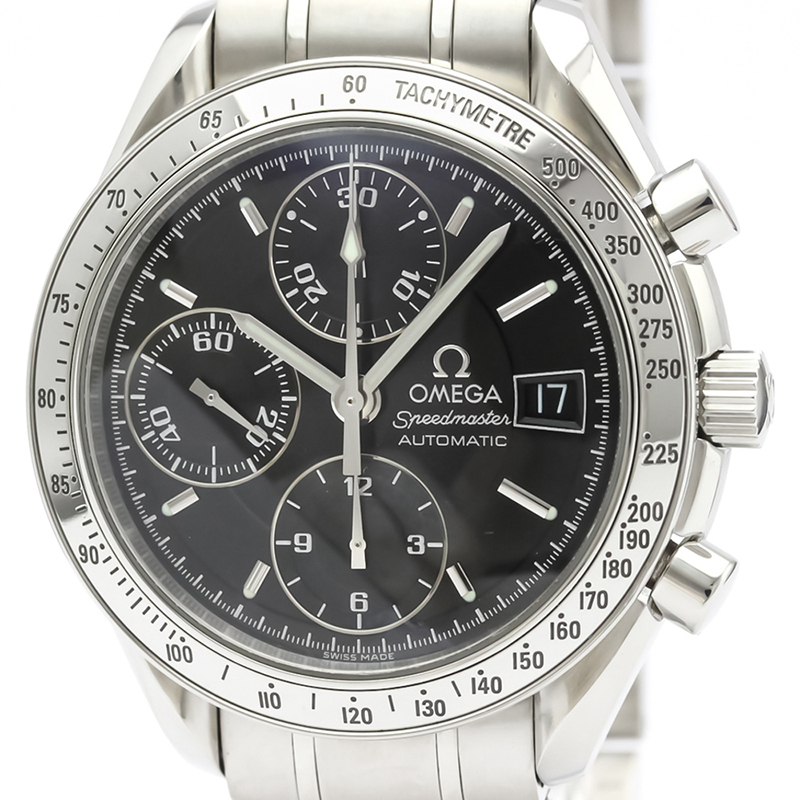 

Omega Black Stainless Steel Speedmaster Date